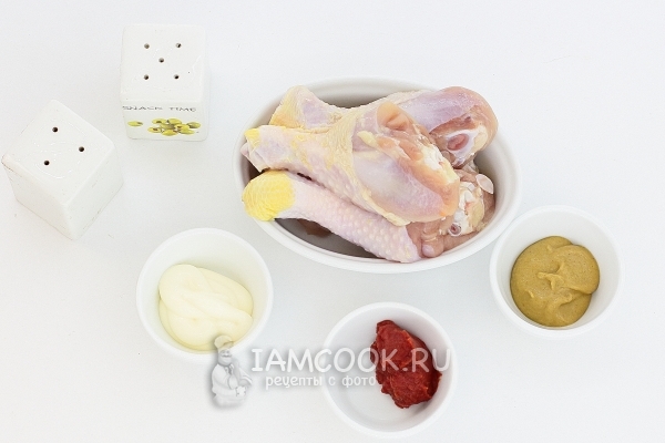 Ингредиенты для куриных ножек (голеней) в фольге в духовке