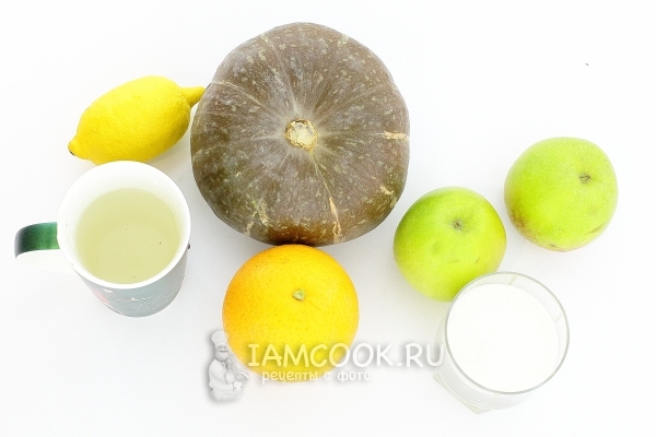 Ингредиенты для сока из тыквы с яблоками на зиму