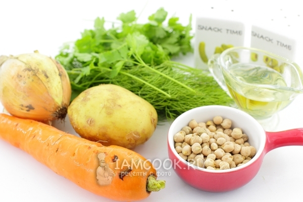 Ингредиенты для вегетарианского супа с фрикадельками из нута и моркови