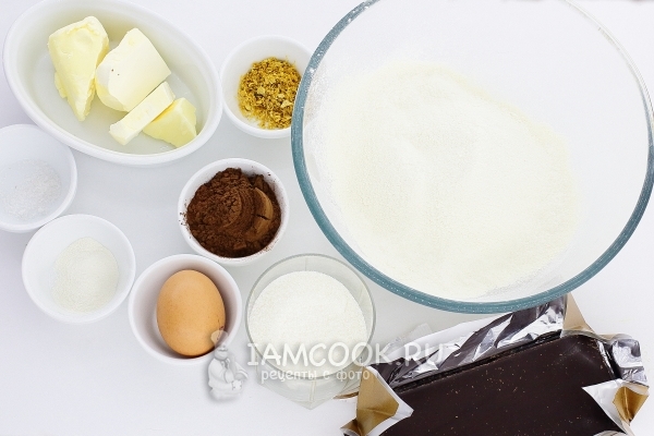 Ингредиенты для шоколадного печенья «Шишки»