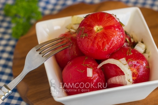 Рецепт  маринованных помидоров (без шкурки)