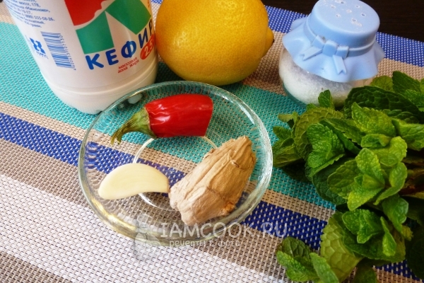 Ингредиенты для мятного соуса на кефире