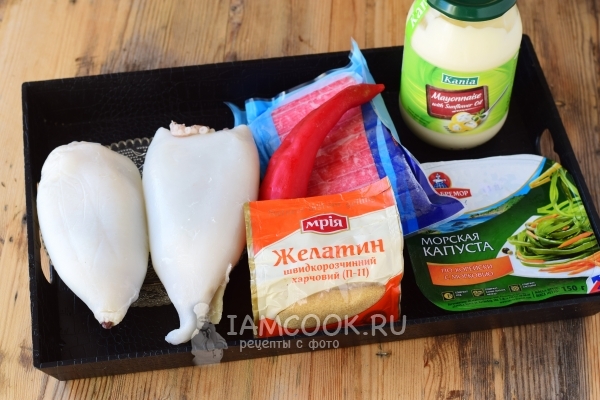 Ингредиенты для закуски из кальмара «Свеча»