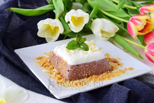 Фото творожного десерта с желатином без выпечки