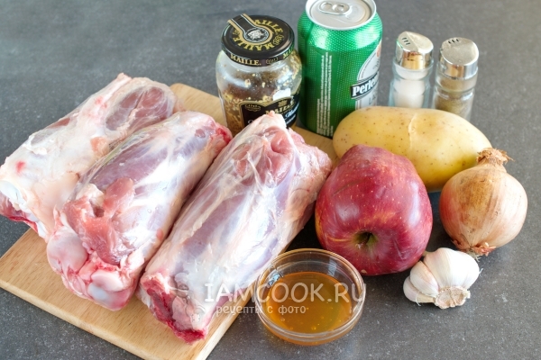 Ингредиенты для свиной рульки с картошкой в духовке