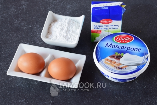 Ингредиенты для крема для тирамису с маскарпоне