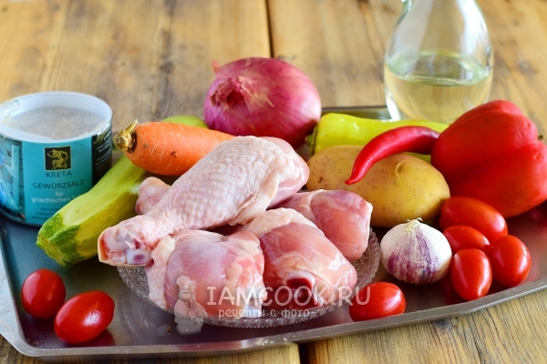 Ингредиенты для овощного рагу с курицей