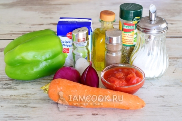 Ингредиенты для овощной подливы к макаронам
