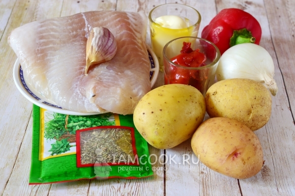 Ингредиенты для филе пангасиуса в духовке с картошкой