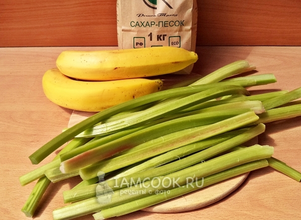 Ингредиенты для варенья из ревеня с бананом