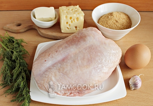 Ингредиенты для куриной грудки, фаршированной сыром