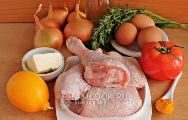 Ингредиенты для азербайджанской чыхыртмы из курицы