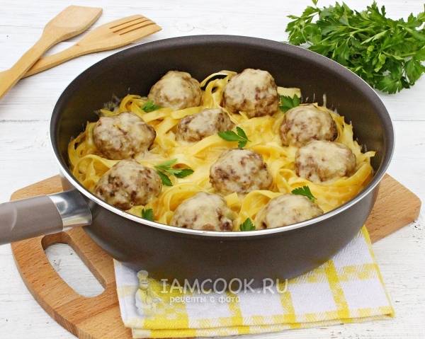 Гнезда рецепт из макарон с фаршем на сковороде как приготовить - лучший и простой способ
