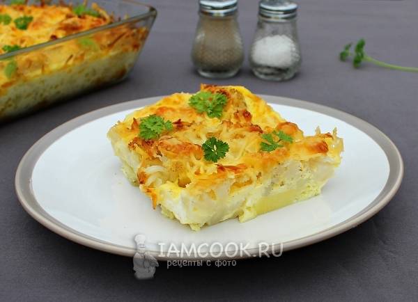 Овощная запеканка с цветной капустой и картофелем. Рецепт с фото