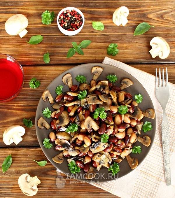 Полезный салат из грибов и фасоли – пошаговый рецепт приготовления с фото