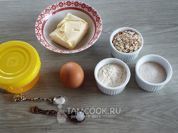 Ингредиенты для овсяного печенья с медом (из хлопьев)