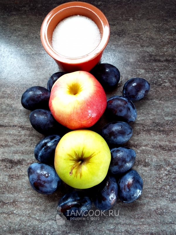 Ингредиенты для повидла из слив и яблок на зиму
