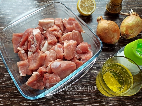 Ингредиенты для шашлыка из свинины с лимоном и луком