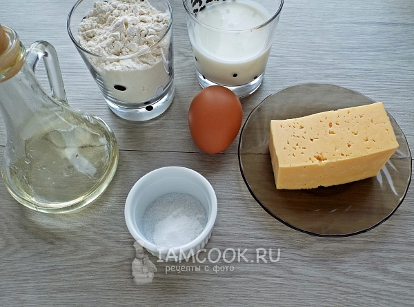 Ингредиенты для сырных лепёшек на кефире на сковороде