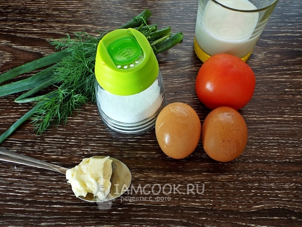 Ингредиенты для омлета с помидорами в духовке