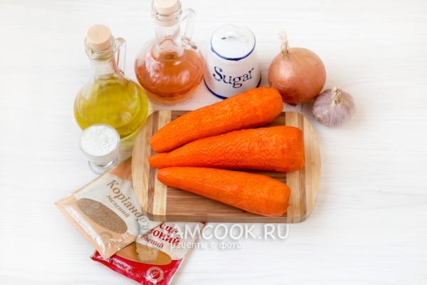 Ингредиенты для корейского салата Морковча в домашних условиях