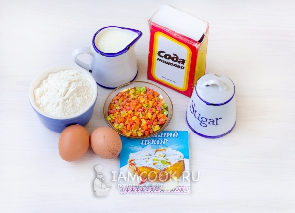 Ингредиенты для кексов на кефире в силиконовых формочках
