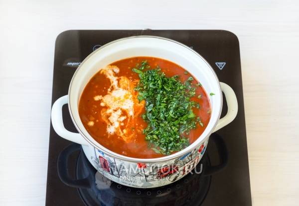 Ингредиенты для «Суп с рисом и маринованными помидорами»: