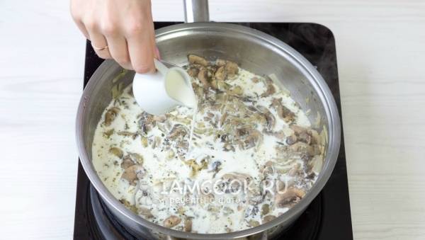 Жульен с курицей и грибами на сковороде - рецепт приготовления с пошаговыми фото