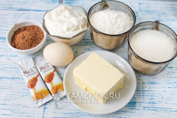 Ингредиенты для шоколадного торта «Медовик»