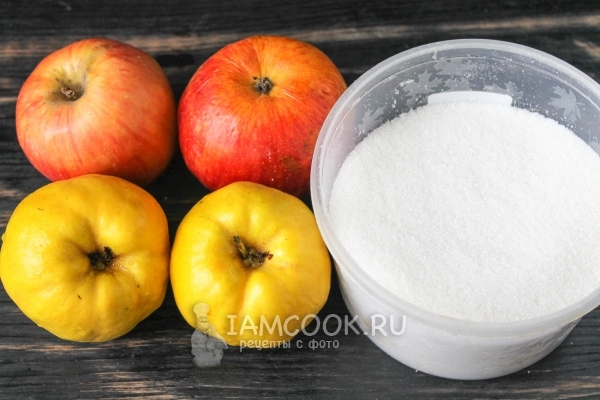Ингредиенты для компота из айвы и яблок на зиму
