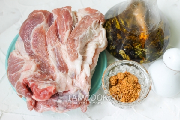 Ингредиенты для свинины кусочками в духовке