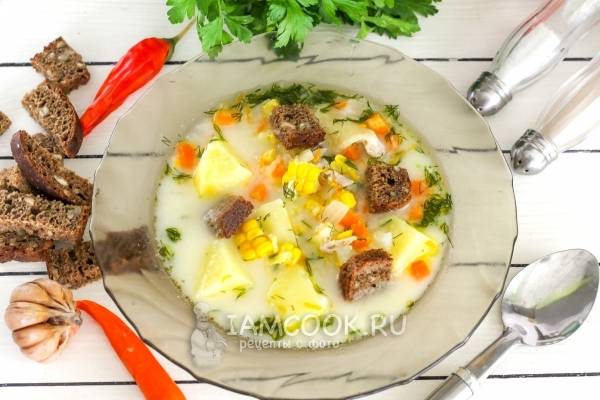 Сырный суп с гренками — рецепт с фото пошагово