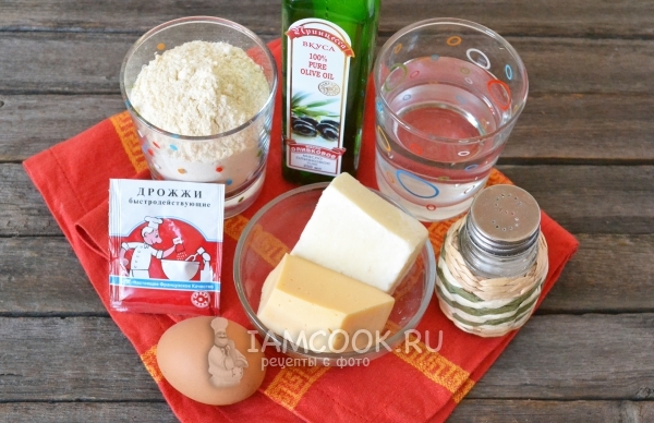 Ингредиенты для пирога с сыром из дрожжевого теста