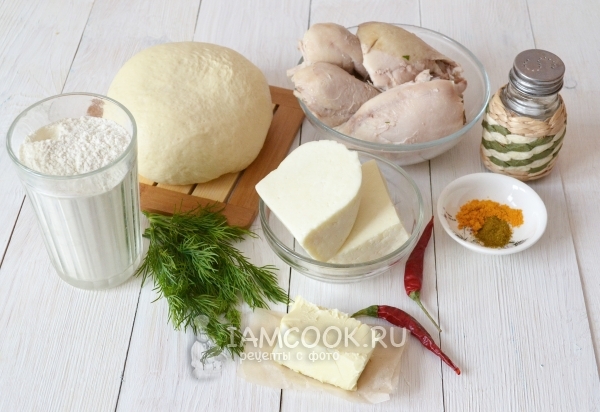 Ингредиенты для осетинского пирога с курицей и сыром