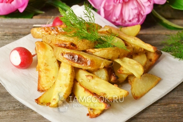 Рецепт картофеля по-деревенски с чесноком в духовке