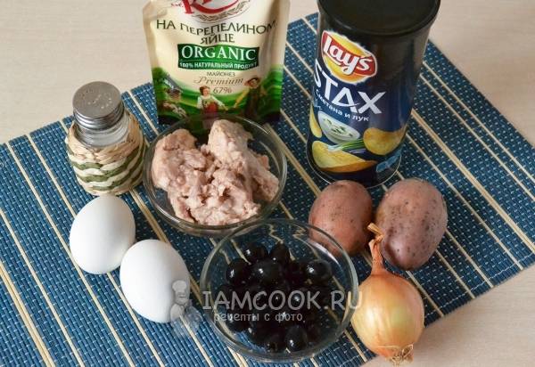 Рецепт салата с печенью трески «Подсолнух»