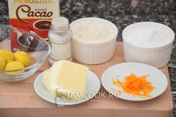 Ингредиенты для шоколадного печенья с апельсиновой цедрой