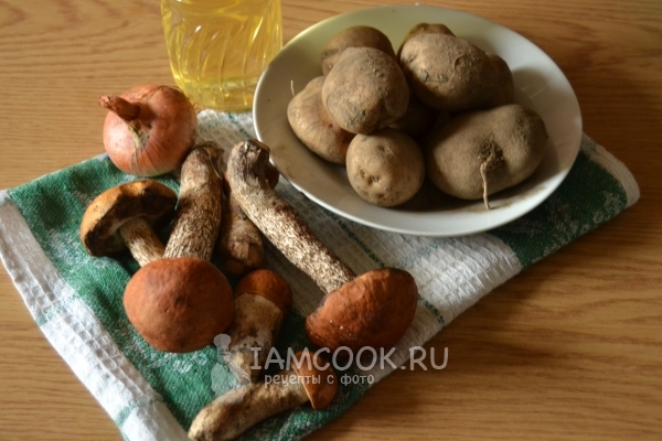 Ингредиенты для приготовления жареных подосиновиков с картошкой