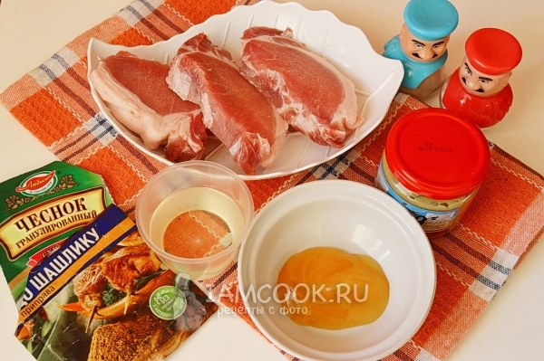 Ингредиенты для свинины в медово-горчичном соусе в духовке