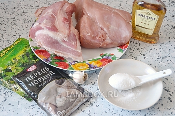 Ингредиенты для приготовления сухой колбасы в домашних условиях