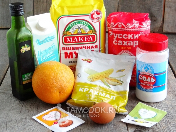 Ингредиенты для ванильных кексов с апельсиновым соком
