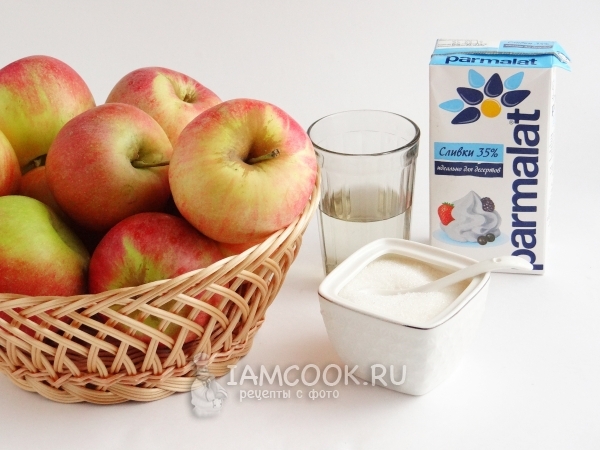 Ингредиенты для приготовления яблочного пюре со сливками на зиму