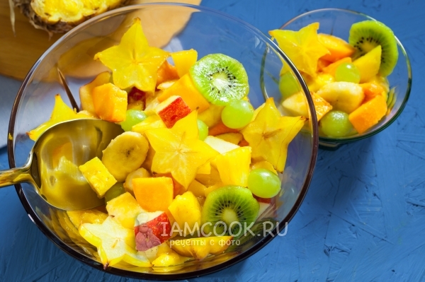 Рецепт постного салата с ананасом