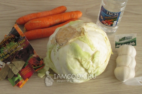 Ингредиенты для приготовления суточной маринованной капусты