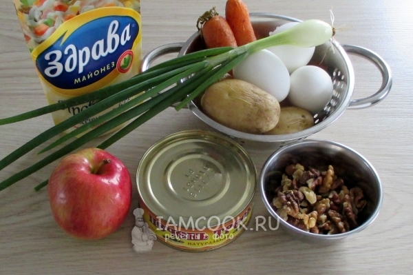 Ингредиенты для салата с печенью трески