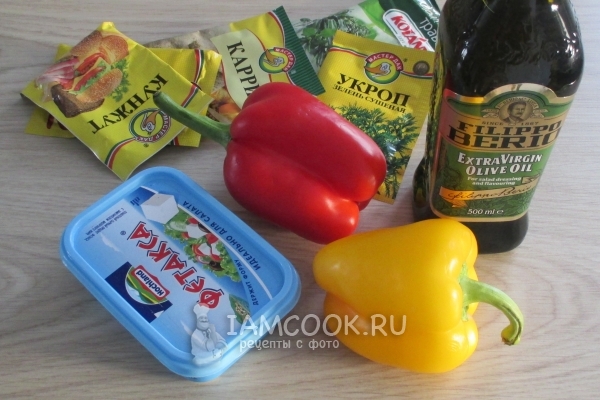 Ингредиенты для салата с фетой и перцами «Яркий»