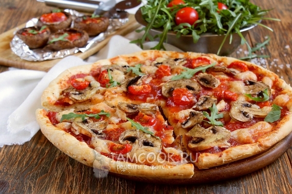 Фото пиццы с грибами и сыром