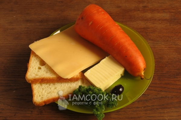 Ингредиенты для сырного детского бутерброда