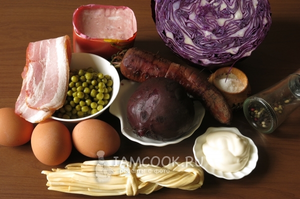 Ингредиенты для салата «Гнездо с яйцами»