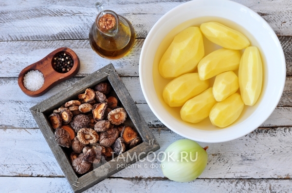 Ингредиенты для постной картофельной запеканки с грибами